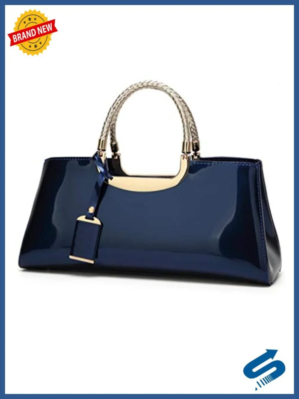 Patent Leather Structured Satchel Crossbody Handbag Evening Party Purse
